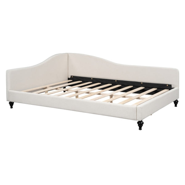 HomeRoots Beige Tufted Upholstered Full Day Bed - Versatile Seating & Sleeping Solution for Any Space 590412