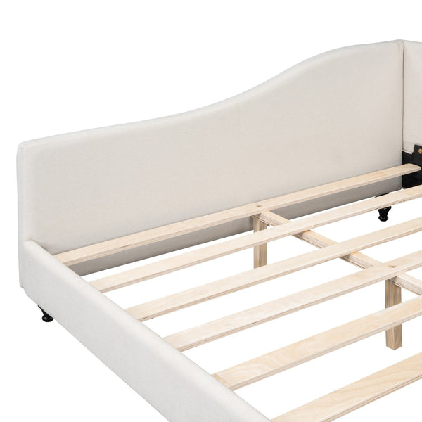HomeRoots Beige Tufted Upholstered Full Day Bed - Versatile Seating & Sleeping Solution for Any Space 590412