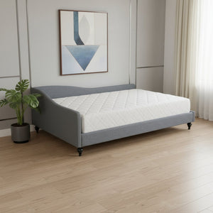 HomeRoots Gray Tufted Upholstered Full Daybed – Elegant Versatile Seating & Sleeping Solution for Any Space 590413