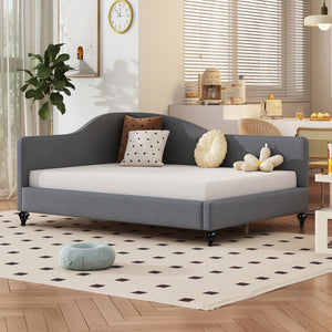 HomeRoots Gray Tufted Upholstered Full Daybed – Elegant Versatile Seating & Sleeping Solution for Any Space 590413