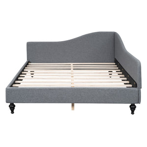 HomeRoots Gray Tufted Upholstered Full Daybed – Elegant Versatile Seating & Sleeping Solution for Any Space 590413