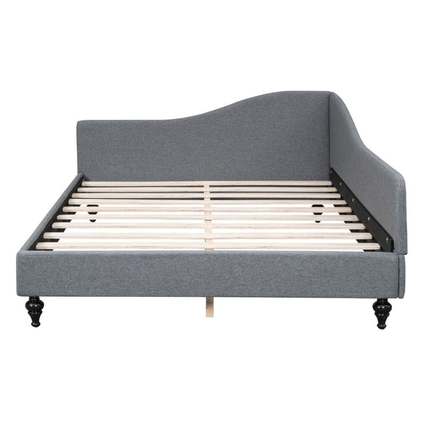 HomeRoots Gray Tufted Upholstered Full Daybed – Elegant Versatile Seating & Sleeping Solution for Any Space 590413