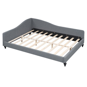 HomeRoots Gray Tufted Upholstered Full Daybed – Elegant Versatile Seating & Sleeping Solution for Any Space 590413