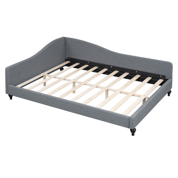 HomeRoots Gray Tufted Upholstered Full Daybed – Elegant Versatile Seating & Sleeping Solution for Any Space 590413