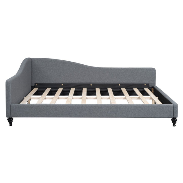 HomeRoots Gray Tufted Upholstered Full Daybed – Elegant Versatile Seating & Sleeping Solution for Any Space 590413