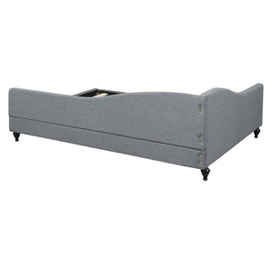 HomeRoots Gray Tufted Upholstered Full Daybed – Elegant Versatile Seating & Sleeping Solution for Any Space 590413