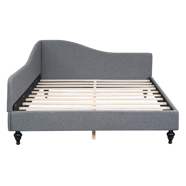 HomeRoots Gray Tufted Upholstered Full Daybed – Elegant Versatile Seating & Sleeping Solution for Any Space 590413