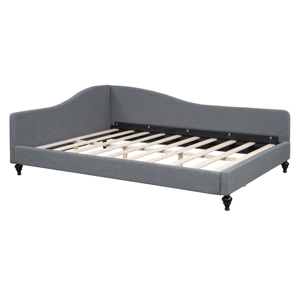 HomeRoots Gray Tufted Upholstered Full Daybed – Elegant Versatile Seating & Sleeping Solution for Any Space 590413