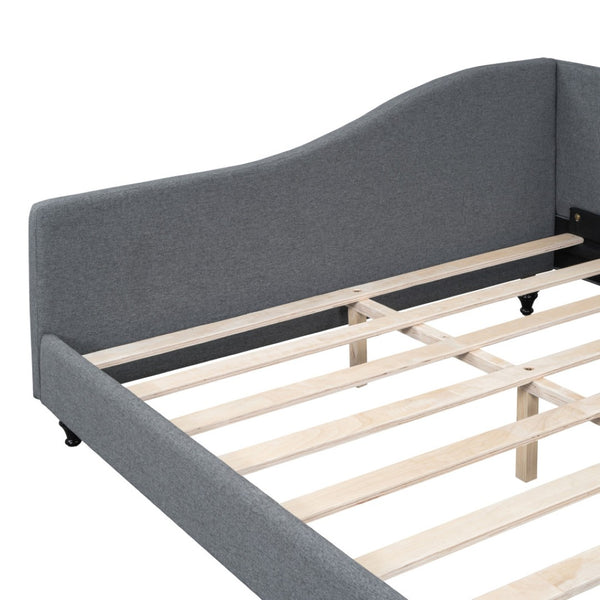 HomeRoots Gray Tufted Upholstered Full Daybed – Elegant Versatile Seating & Sleeping Solution for Any Space 590413