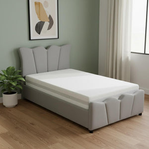 HomeRoots Gray Tufted Velvet Twin Bed Frame - Modern Elegance with Cozy Upholstery & Sturdy Support for Sleepers 590415