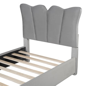 HomeRoots Gray Tufted Velvet Twin Bed Frame - Modern Elegance with Cozy Upholstery & Sturdy Support for Sleepers 590415