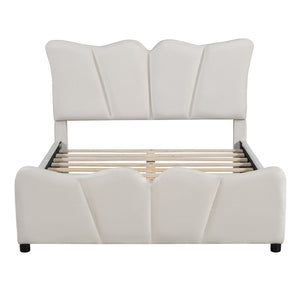 HomeRoots Beige Tufted Velvet Full Bed Frame - Elegant Platform Design, Cozy Upholstery, Easy Assembly & Care 590416