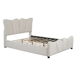 HomeRoots Beige Tufted Velvet Full Bed Frame - Elegant Platform Design, Cozy Upholstery, Easy Assembly & Care 590416