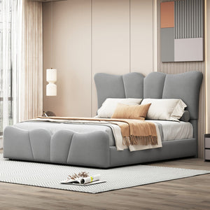 HomeRoots Gray Tufted Velvet Upholstered Full Bed Frame – Luxe Comfort & Modern Style for Your Dream Bedroom Retreat 590417