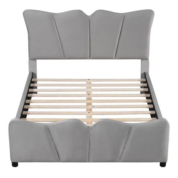 HomeRoots Gray Tufted Velvet Upholstered Full Bed Frame – Luxe Comfort & Modern Style for Your Dream Bedroom Retreat 590417