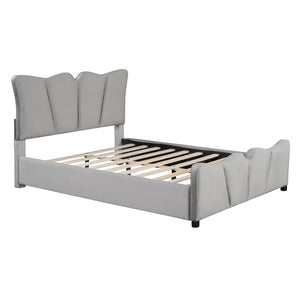 HomeRoots Gray Tufted Velvet Upholstered Full Bed Frame – Luxe Comfort & Modern Style for Your Dream Bedroom Retreat 590417