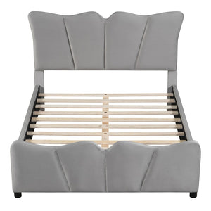 HomeRoots Gray Tufted Velvet Upholstered Full Bed Frame – Luxe Comfort & Modern Style for Your Dream Bedroom Retreat 590417