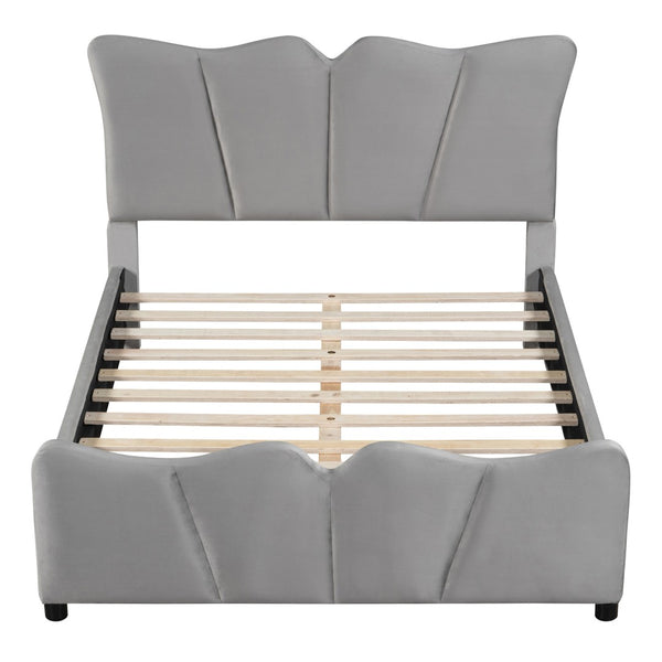 HomeRoots Gray Tufted Velvet Upholstered Full Bed Frame – Luxe Comfort & Modern Style for Your Dream Bedroom Retreat 590417