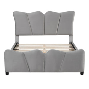 HomeRoots Gray Tufted Velvet Upholstered Full Bed Frame – Luxe Comfort & Modern Style for Your Dream Bedroom Retreat 590417