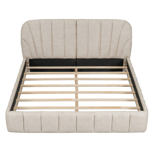 HomeRoots Beige Tufted Upholstered Queen Bed Frame – Elegant Design, Cozy Support & Stylish Bedroom Centerpiece 590418