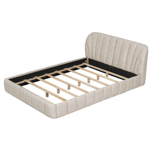 HomeRoots Beige Tufted Upholstered Queen Bed Frame – Elegant Design, Cozy Support & Stylish Bedroom Centerpiece 590418