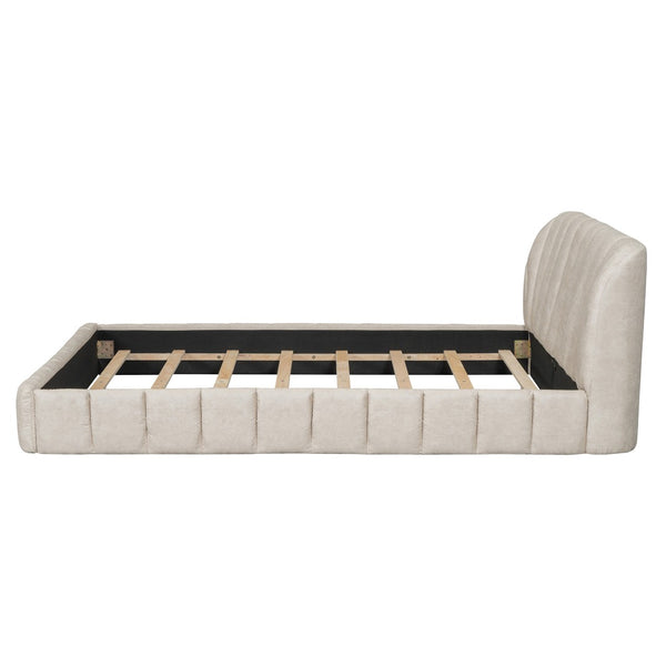 HomeRoots Beige Tufted Upholstered Queen Bed Frame – Elegant Design, Cozy Support & Stylish Bedroom Centerpiece 590418