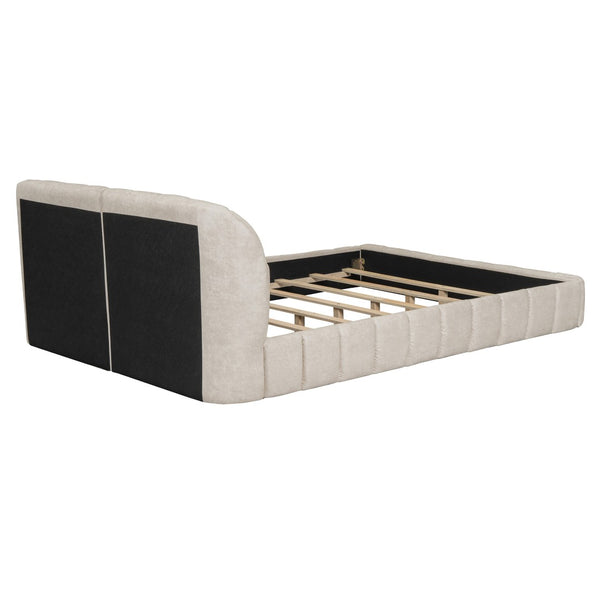 HomeRoots Beige Tufted Upholstered Queen Bed Frame – Elegant Design, Cozy Support & Stylish Bedroom Centerpiece 590418