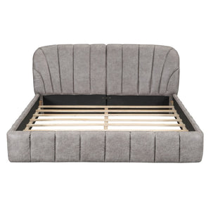 HomeRoots Gray Tufted Upholstered Queen Bed Frame - Modern Elegance with Plush Comfort for Your Bedroom Retreat 590419