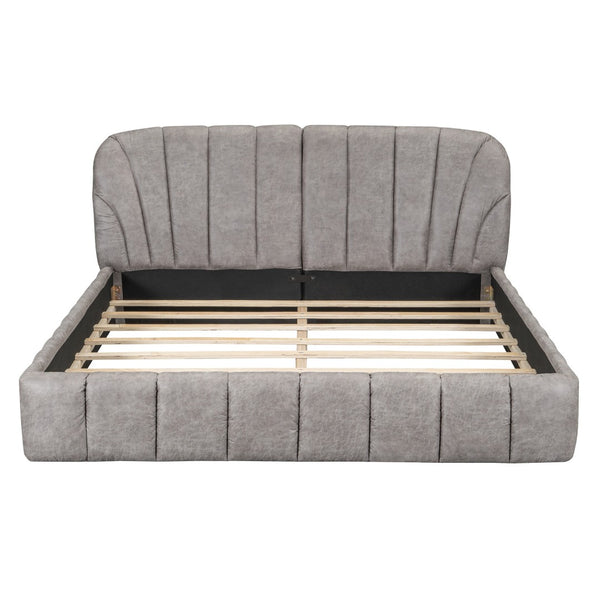 HomeRoots Gray Tufted Upholstered Queen Bed Frame - Modern Elegance with Plush Comfort for Your Bedroom Retreat 590419