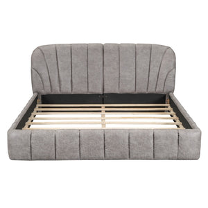 HomeRoots Gray Tufted Upholstered Queen Bed Frame - Modern Elegance with Plush Comfort for Your Bedroom Retreat 590419
