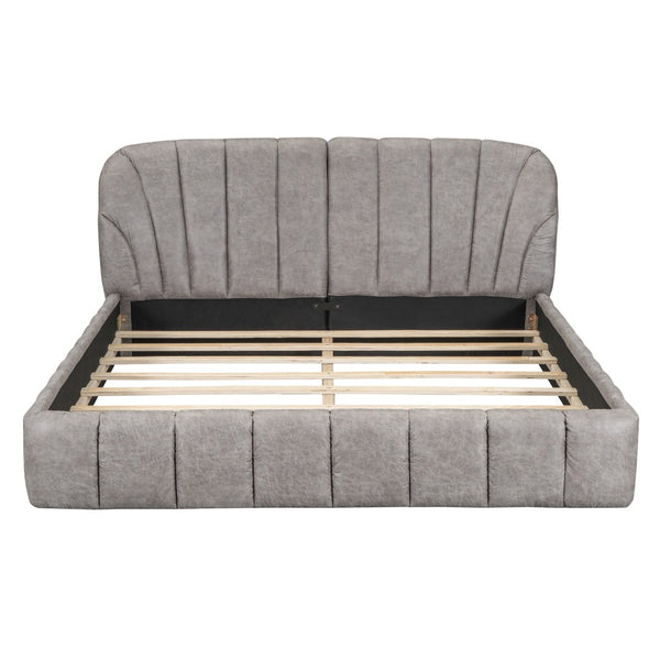 HomeRoots Gray Tufted Upholstered Queen Bed Frame - Modern Elegance with Plush Comfort for Your Bedroom Retreat 590419