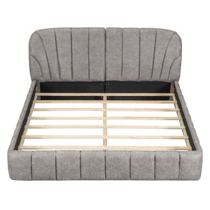 HomeRoots Gray Tufted Upholstered Queen Bed Frame - Modern Elegance with Plush Comfort for Your Bedroom Retreat 590419