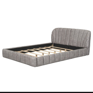 HomeRoots Gray Tufted Upholstered Queen Bed Frame - Modern Elegance with Plush Comfort for Your Bedroom Retreat 590419
