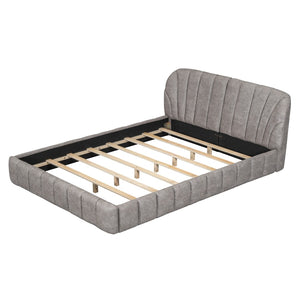 HomeRoots Gray Tufted Upholstered Queen Bed Frame - Modern Elegance with Plush Comfort for Your Bedroom Retreat 590419