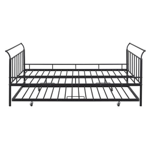 HomeRoots Black Metal Full Day Bed with Twin Trundle - Stylish Space-Saving Design for Versatile Living Spaces 590428