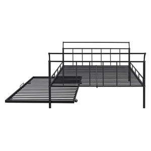 HomeRoots Black Metal Full Day Bed with Twin Trundle - Stylish Space-Saving Design for Versatile Living Spaces 590428
