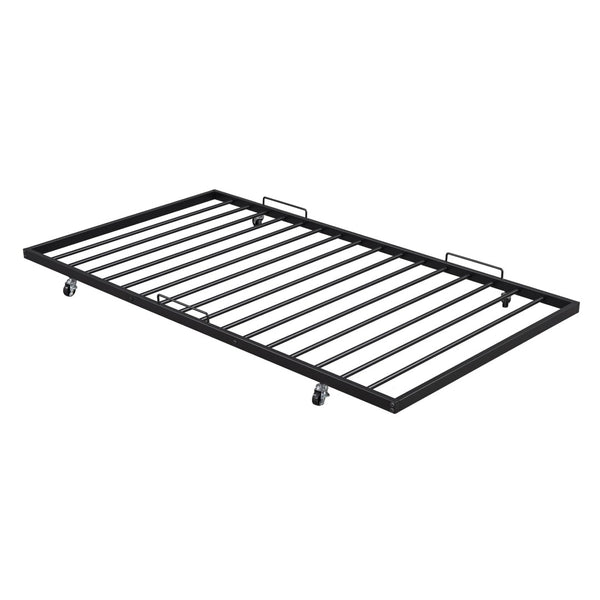 HomeRoots Black Metal Full Day Bed with Twin Trundle - Stylish Space-Saving Design for Versatile Living Spaces 590428