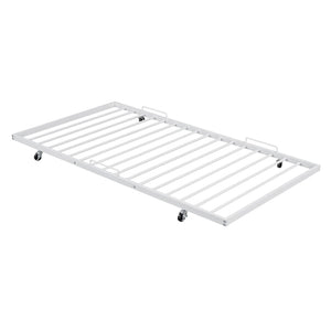 HomeRoots White Metal Full Day Bed with Trundle – Elegant, Versatile Design for Sleepovers & Stylish Spaces 590429