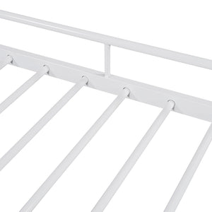HomeRoots White Metal Full Day Bed with Trundle – Elegant, Versatile Design for Sleepovers & Stylish Spaces 590429