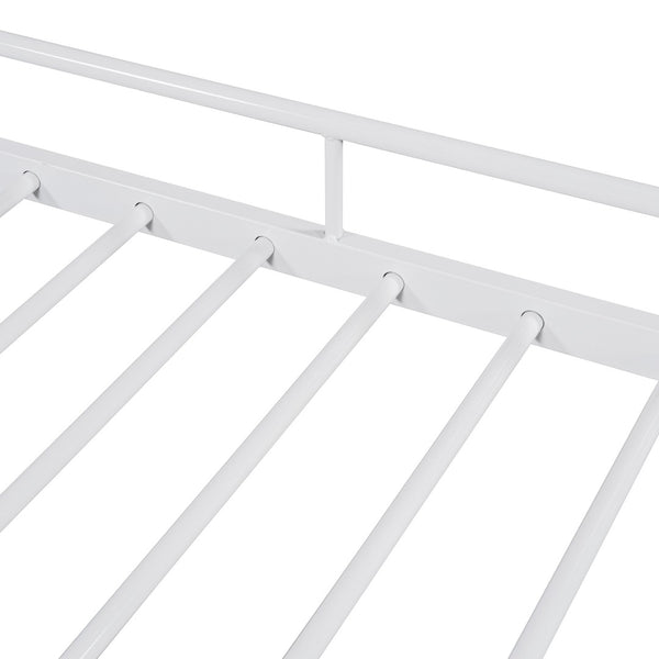 HomeRoots White Metal Full Day Bed with Trundle – Elegant, Versatile Design for Sleepovers & Stylish Spaces 590429