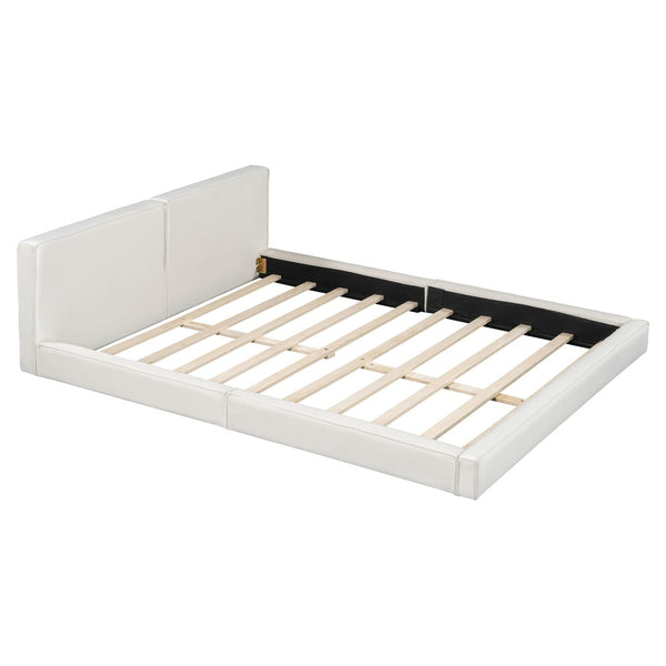 HomeRoots Beige Velvet Upholstered Queen Bed Frame - Elegant Tufted Design for Ultimate Comfort & Style 590433