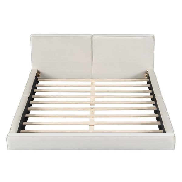 HomeRoots Beige Velvet Upholstered Queen Bed Frame - Elegant Tufted Design for Ultimate Comfort & Style 590433