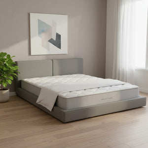 HomeRoots Gray Tufted Velvet Queen Bed Frame – Elegant Upholstered Design for Modern Bedrooms, No Box Spring Needed 590434