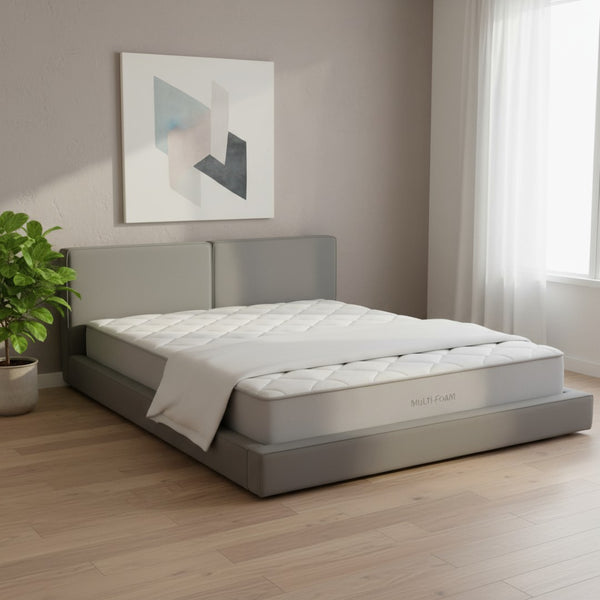 HomeRoots Gray Tufted Velvet Queen Bed Frame – Elegant Upholstered Design for Modern Bedrooms, No Box Spring Needed 590434