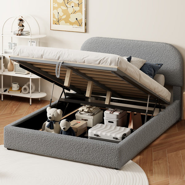 HomeRoots Gray Tufted Upholstered Full Bed Frame - Elegant Modern Design for Cozy Bedrooms, Supports 300 lbs 590435