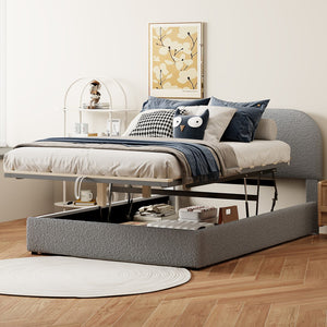 HomeRoots Gray Tufted Upholstered Full Bed Frame - Elegant Modern Design for Cozy Bedrooms, Supports 300 lbs 590435