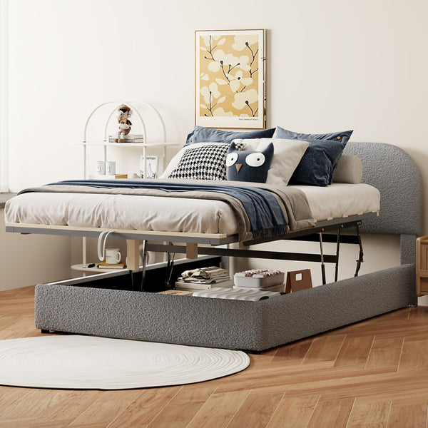 HomeRoots Gray Tufted Upholstered Full Bed Frame - Elegant Modern Design for Cozy Bedrooms, Supports 300 lbs 590435
