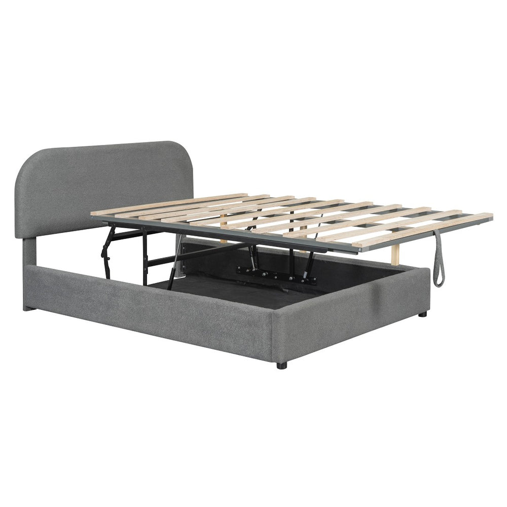 HomeRoots Gray Tufted Upholstered Full Bed Frame - Elegant Modern Design for Cozy Bedrooms, Supports 300 lbs 590435