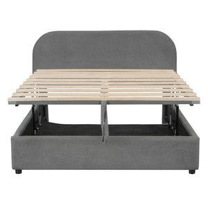 HomeRoots Gray Tufted Upholstered Full Bed Frame - Elegant Modern Design for Cozy Bedrooms, Supports 300 lbs 590435