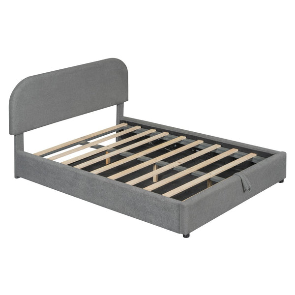 HomeRoots Gray Tufted Upholstered Full Bed Frame - Elegant Modern Design for Cozy Bedrooms, Supports 300 lbs 590435